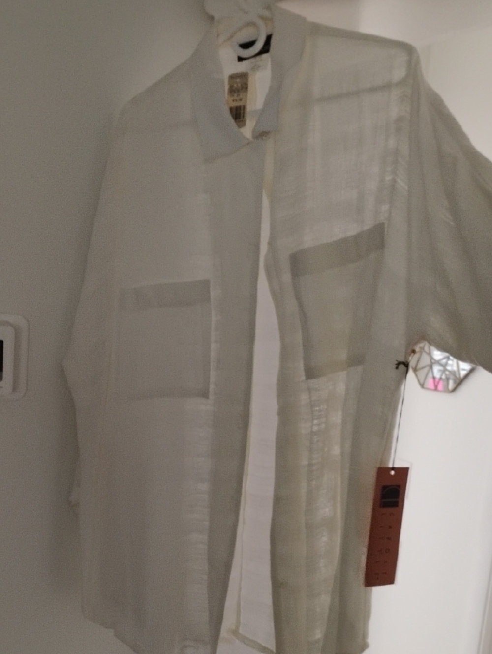 Carole Little White Sheer Button-Front Shirt Jacket
